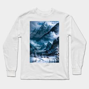 Gorgeous Mountains Towering Over a Winter Scene Long Sleeve T-Shirt